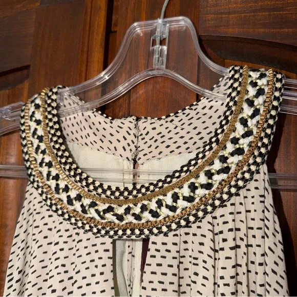 Anthropology Ranna Gill Cream Halter Maxi Dress with Black Floral Embroidery XS - Picture 5 of 12